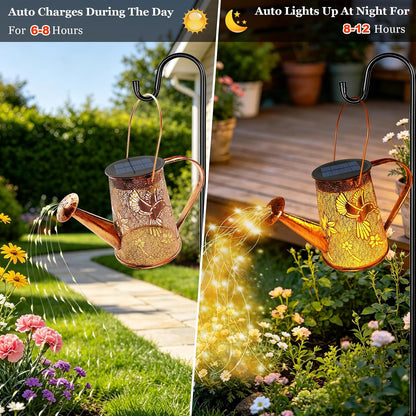 Watering Can with Lights, Large Hanging Solar Lights Outdoor Waterproof, Decorative Retro Metal Solar Garden Decor for Outside Patio Yard Porch Lawn, Gifts for Women Mom Grandma Birthday