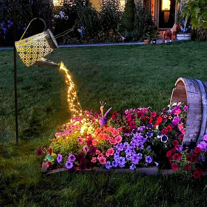 Watering Can with Lights, Large Hanging Solar Lights Outdoor Waterproof, Decorative Retro Metal Solar Garden Decor for Outside Patio Yard Porch Lawn, Gifts for Women Mom Grandma Birthday