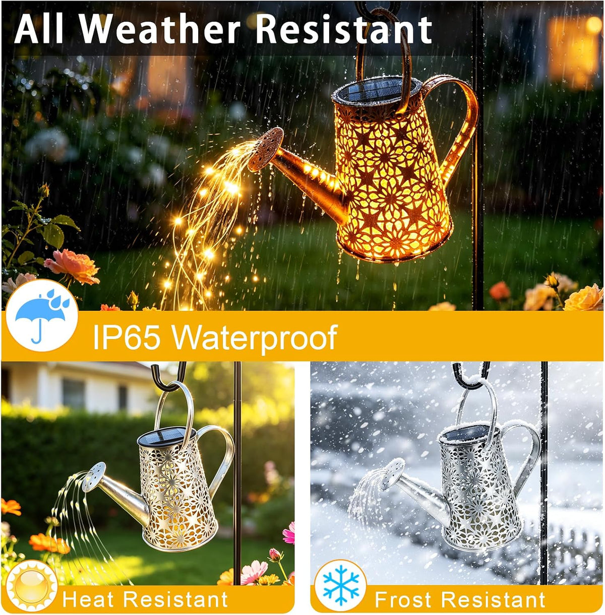 Watering Can with Lights, Large Hanging Solar Lights Outdoor Waterproof, Decorative Retro Metal Solar Garden Decor for Outside Patio Yard Porch Lawn, Gifts for Women Mom Grandma Birthday