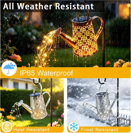 Watering Can with Lights, Large Hanging Solar Lights Outdoor Waterproof, Decorative Retro Metal Solar Garden Decor for Outside Patio Yard Porch Lawn, Gifts for Women Mom Grandma Birthday