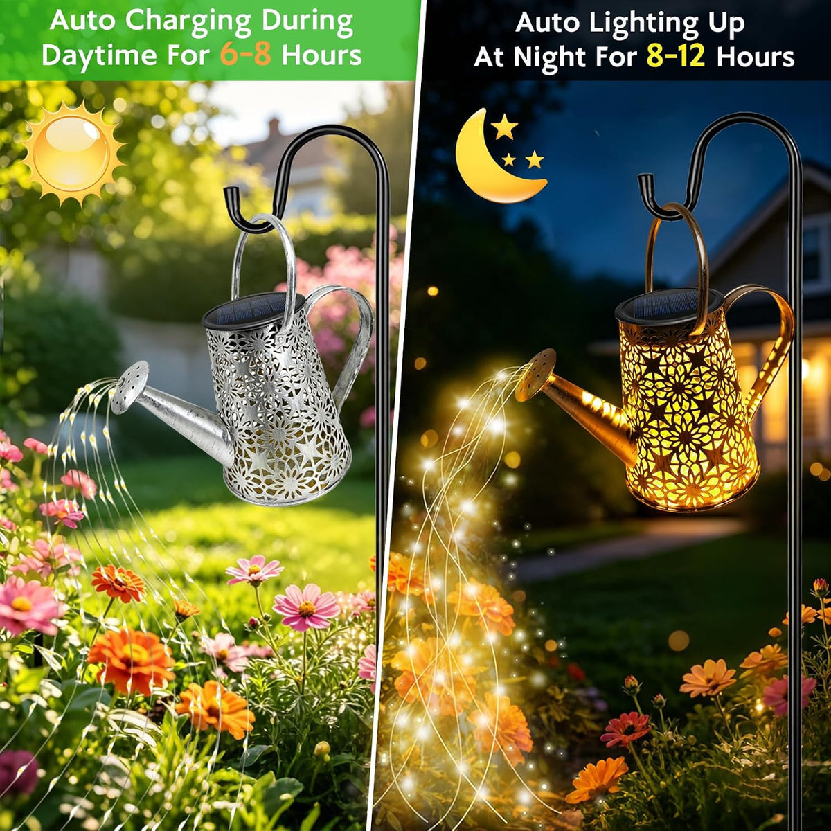 Watering Can with Lights, Large Hanging Solar Lights Outdoor Waterproof, Decorative Retro Metal Solar Garden Decor for Outside Patio Yard Porch Lawn, Gifts for Women Mom Grandma Birthday