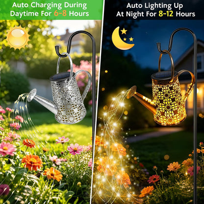 Watering Can with Lights, Large Hanging Solar Lights Outdoor Waterproof, Decorative Retro Metal Solar Garden Decor for Outside Patio Yard Porch Lawn, Gifts for Women Mom Grandma Birthday