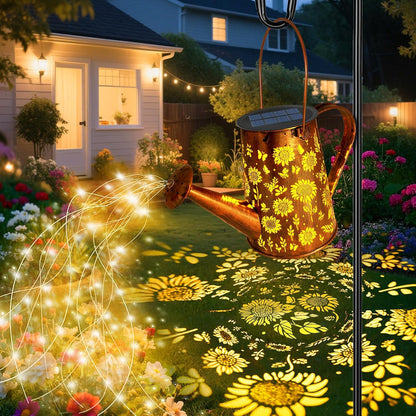 Watering Can with Lights, Large Hanging Solar Lights Outdoor Waterproof, Decorative Retro Metal Solar Garden Decor for Outside Patio Yard Porch Lawn, Gifts for Women Mom Grandma Birthday