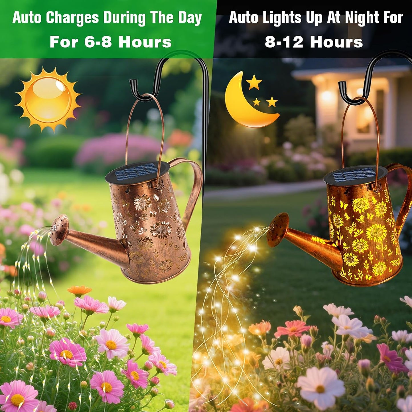 Watering Can with Lights, Large Hanging Solar Lights Outdoor Waterproof, Decorative Retro Metal Solar Garden Decor for Outside Patio Yard Porch Lawn, Gifts for Women Mom Grandma Birthday