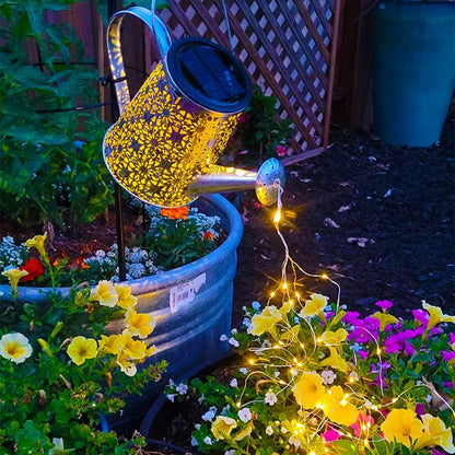 Watering Can with Lights, Large Hanging Solar Lights Outdoor Waterproof, Decorative Retro Metal Solar Garden Decor for Outside Patio Yard Porch Lawn, Gifts for Women Mom Grandma Birthday