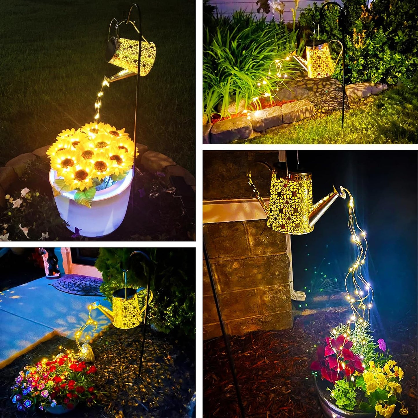 Watering Can with Lights, Large Hanging Solar Lights Outdoor Waterproof, Decorative Retro Metal Solar Garden Decor for Outside Patio Yard Porch Lawn, Gifts for Women Mom Grandma Birthday