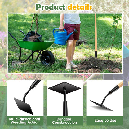 2 Pcs 55 Inch Hoe Garden Tool Diamond Head Heavy Duty Long Handle Weeding Tool Push Pull Action Stirrup Hula Hoe with Forged Steel 4 Sharp Edges for Digging Hoeing Loosing Soil