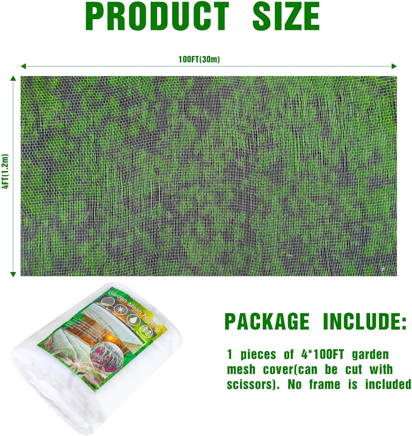 4 X 100 Ft White Garden Bug Netting Ultra Fine Mesh for Plants