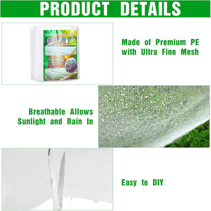 4 X 100 Ft White Garden Bug Netting Ultra Fine Mesh for Plants