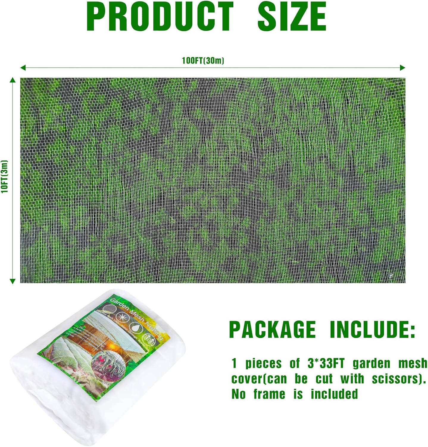 4 X 100 Ft White Garden Bug Netting Ultra Fine Mesh for Plants