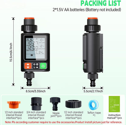 Sprinkler Timer for Garden Hose,10 Independent Watering Programs,Automatic Rain Delay,Outdoor Faucet Water Timer with Manual Mode,3.3" LCD Display,IP54 Waterproof for Lawn Yard Irrigation