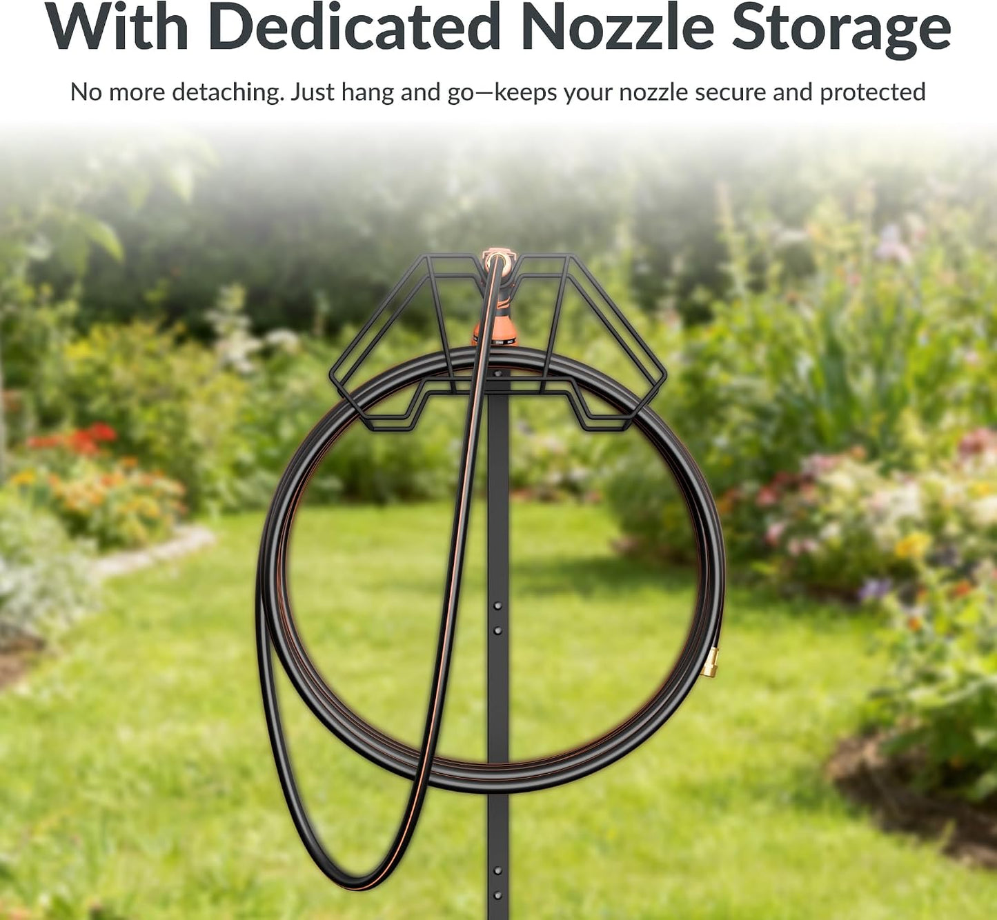 Garden Hose Holder with 4 Spikes Holds 150FT, Freestanding