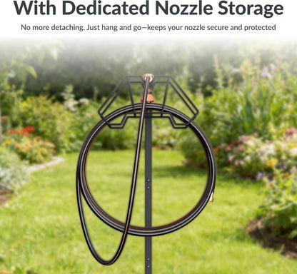 Garden Hose Holder with 4 Spikes Holds 150FT, Freestanding