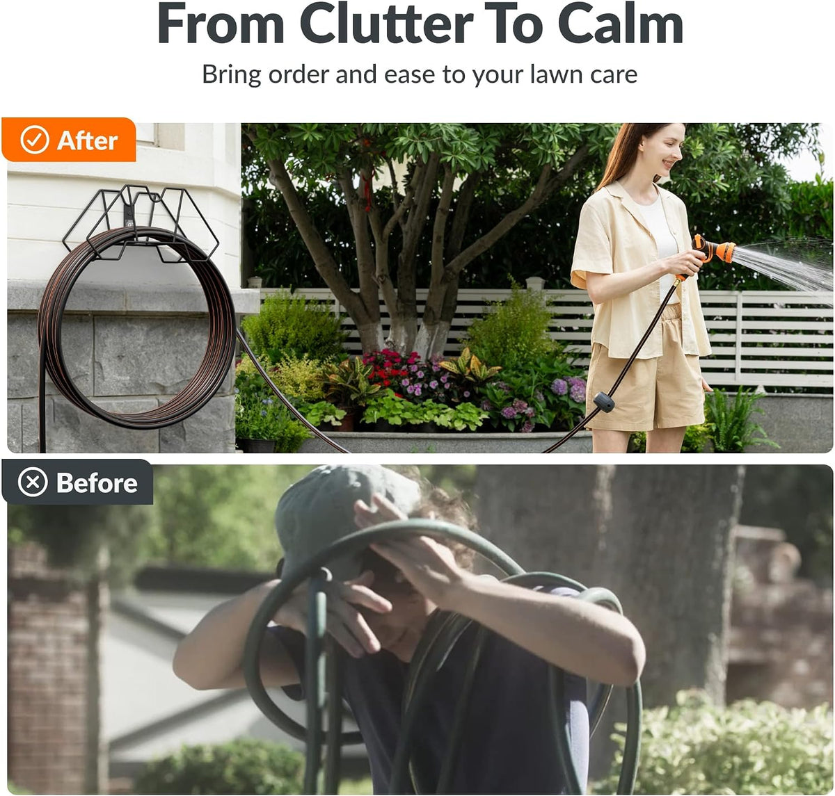 Garden Hose Holder with 4 Spikes Holds 150FT, Freestanding