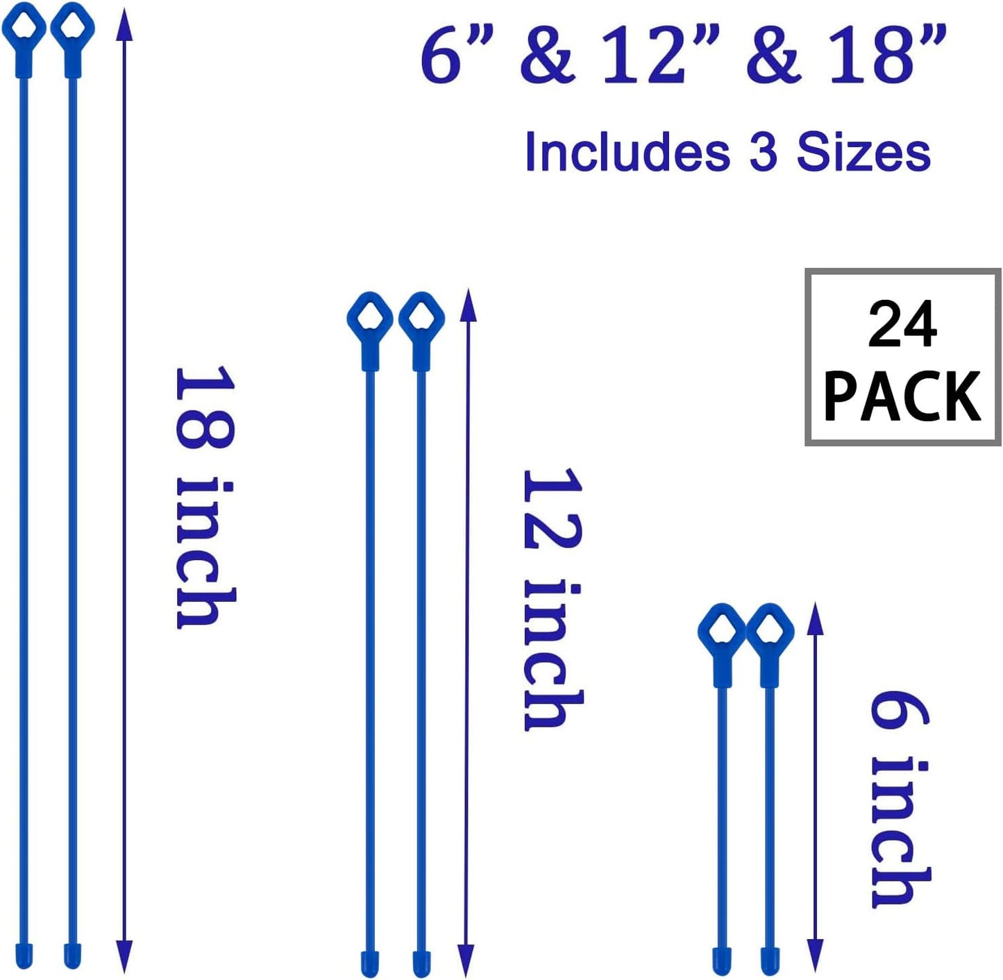 8pcs Rubber Twist Ties, 32-Inch Silicone Cable Ties Reusable
