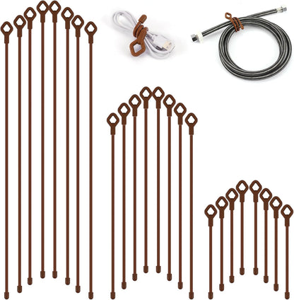 8pcs Rubber Twist Ties, 32-Inch Silicone Cable Ties Reusable