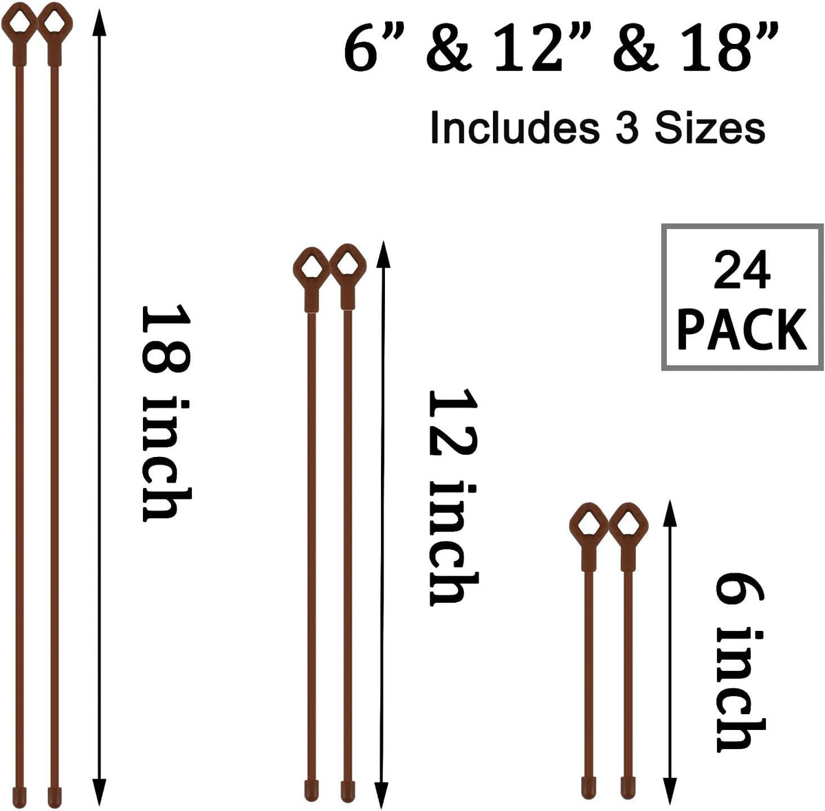 8pcs Rubber Twist Ties, 32-Inch Silicone Cable Ties Reusable
