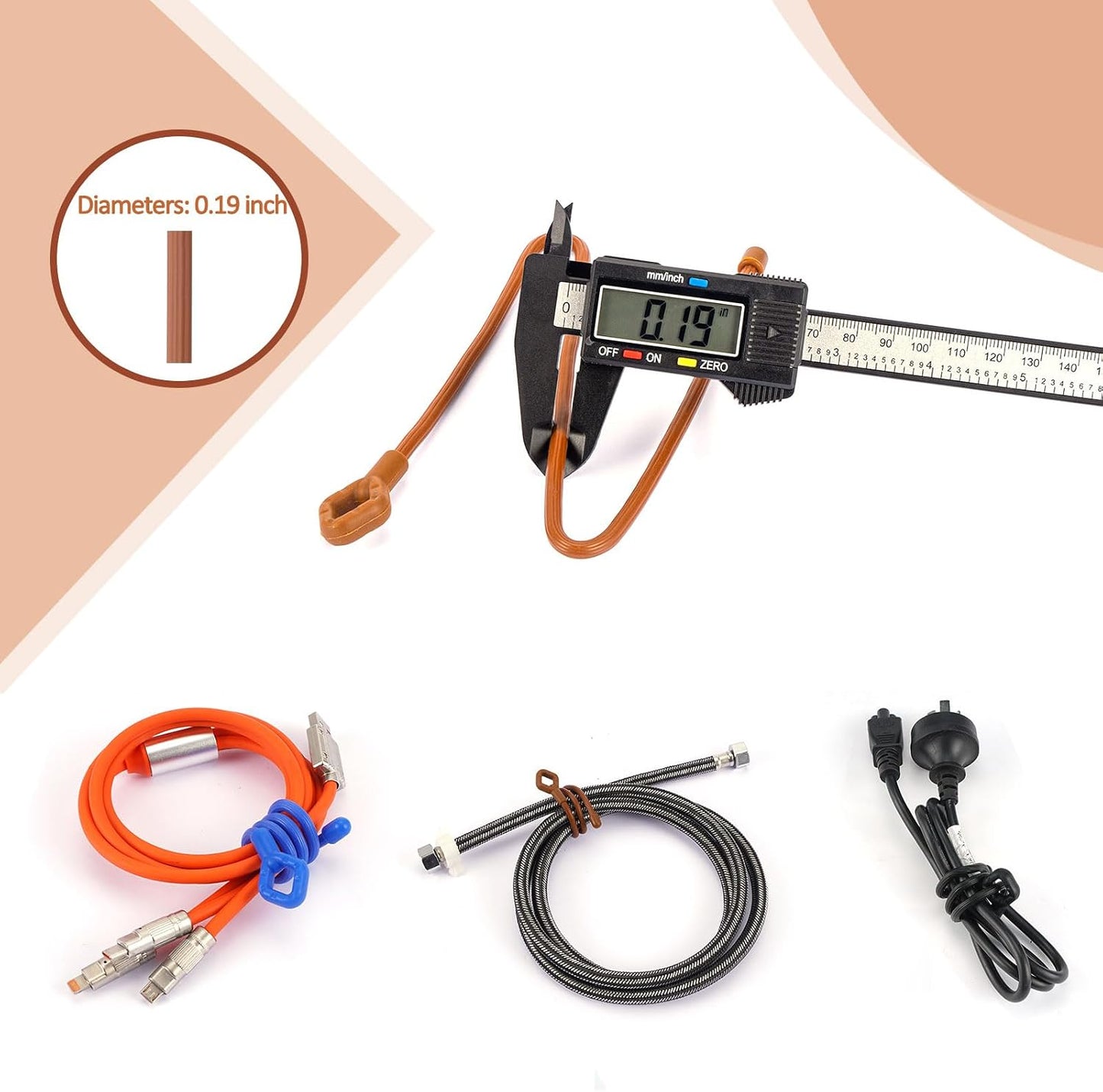 8pcs Rubber Twist Ties, 32-Inch Silicone Cable Ties Reusable