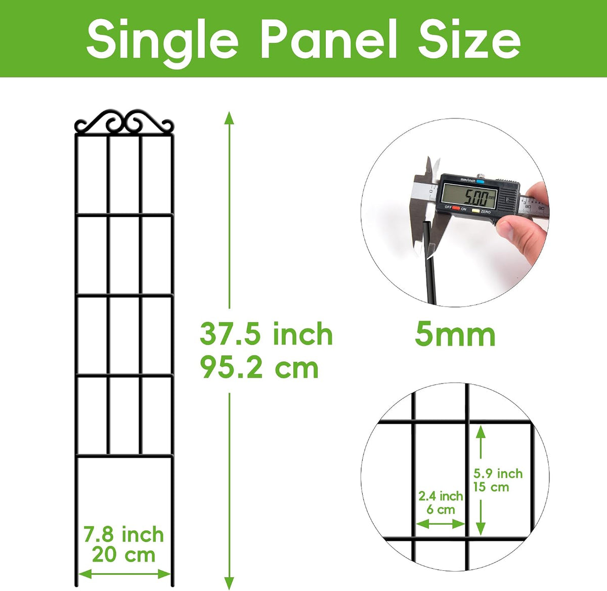 4Pack 37.5'' Metal Garden Trellis for Climbing Plants Outdoor