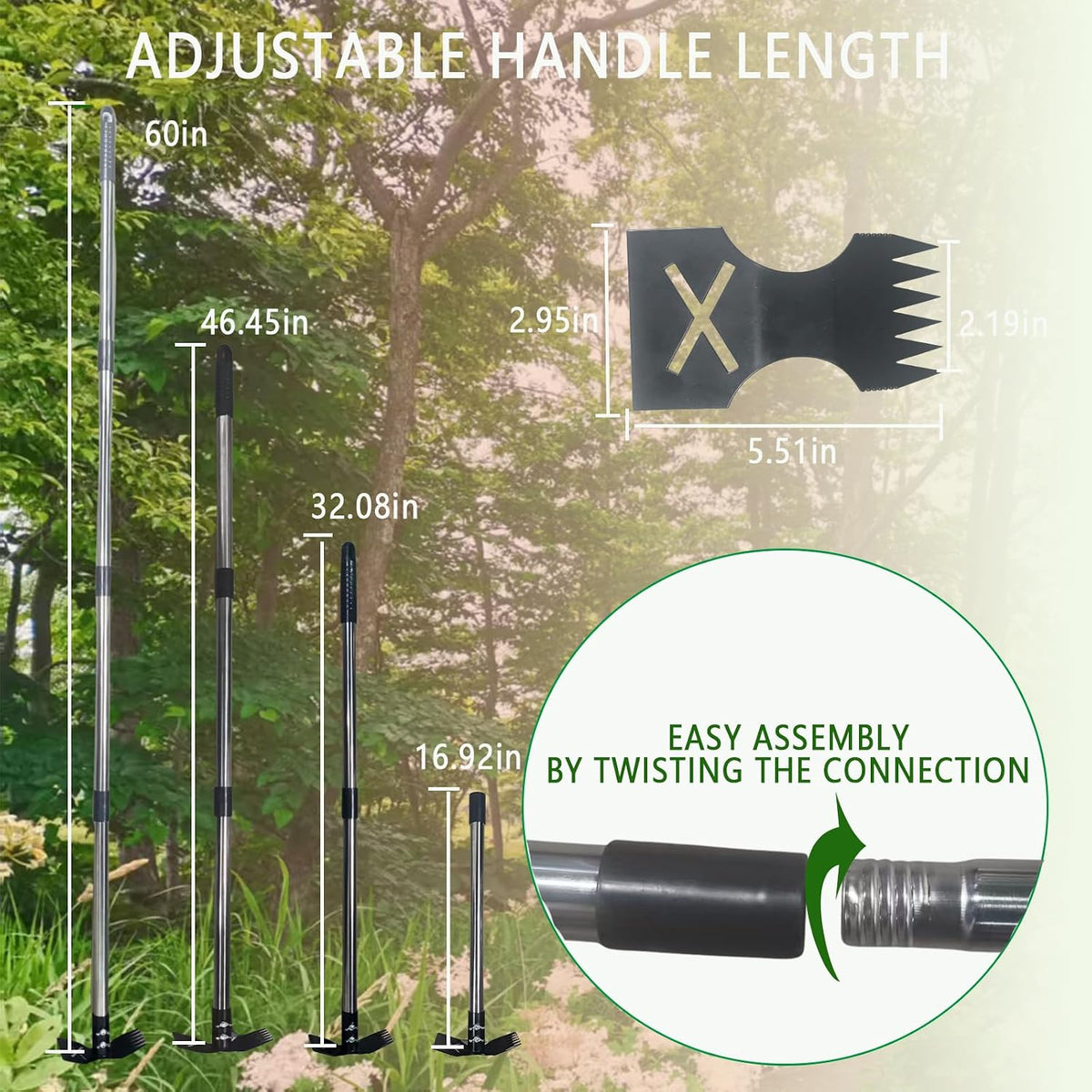 60" Weed Puller Tool with Long Handle