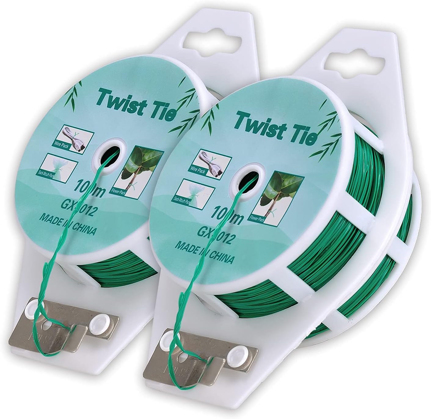(2 Reels) Garden Wire, Twist Ties Heavy Duty with Cutter 328 Ft Multi-Function Black Coated Tape to Support Plant Tie Up Bags for Home Office Black(328 Feet / 100 m)