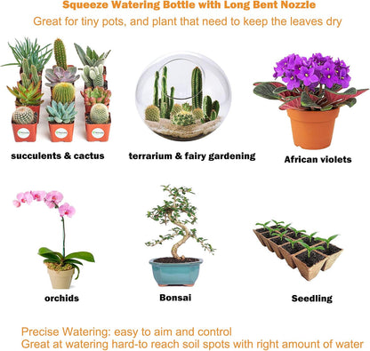 ORIMERC 500ML/17OZ Small Plant Watering Can for Indoor Plants, Squeeze Wash Bottle for Succulent Watering, Irrigation Bottle for Plant Watering, Rinse Bottle for Tattoo, Eyelash, Eye wash, Lab Wash