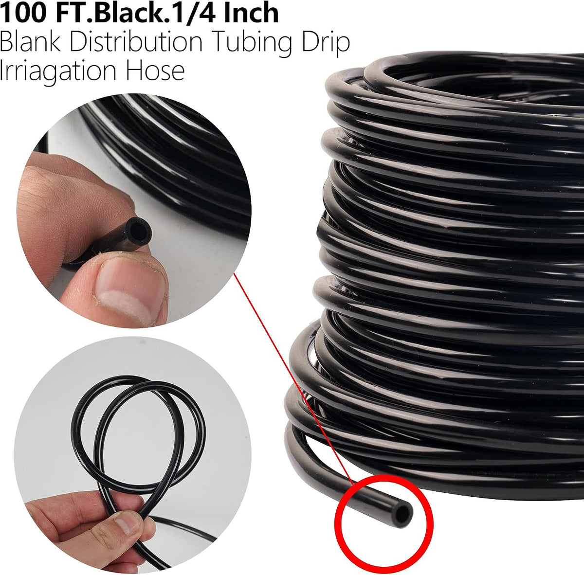Blank 200 FT Distribution Tubing Irrigation Drip Hose, 1/4 Inch Drip Line