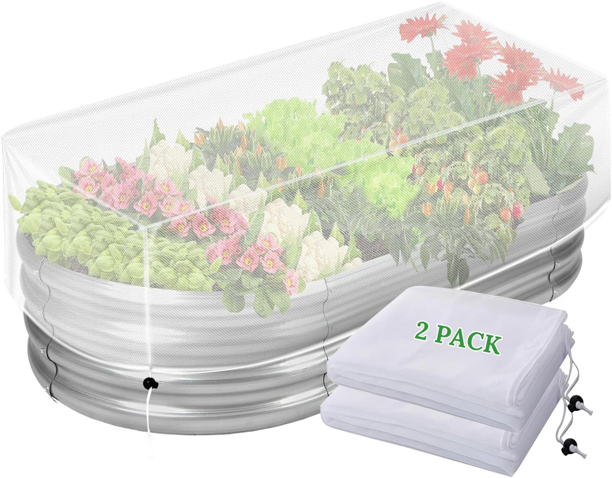 2 Pack Garden Netting for Raised Beds, 4.3x2FT Durable Ultra Fine Mesh Plant Covers with Drawstring to Keep Small Animals Pest Out,Raised Bed Bird Barrier Screen for Protecting Fruits Vegetables Crops