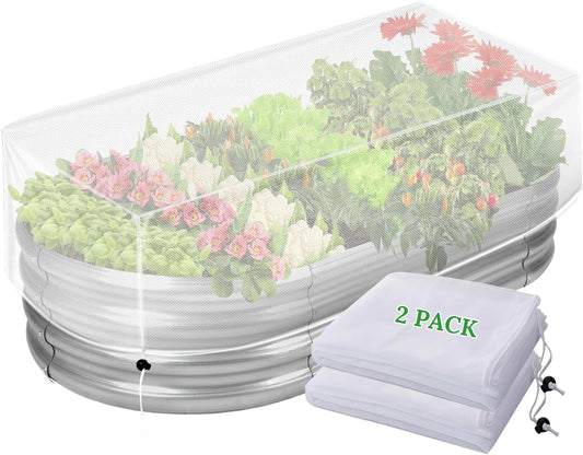 2 Pack Garden Netting for Raised Beds, 4.3x2FT Durable Ultra Fine Mesh Plant Covers with Drawstring to Keep Small Animals Pest Out,Raised Bed Bird Barrier Screen for Protecting Fruits Vegetables Crops
