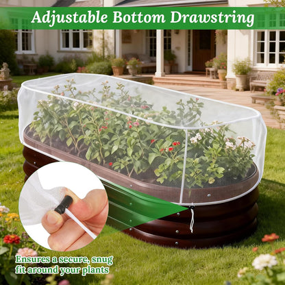 2 Pack Garden Netting for Raised Beds, 4.3x2FT Durable Ultra Fine Mesh Plant Covers with Drawstring to Keep Small Animals Pest Out,Raised Bed Bird Barrier Screen for Protecting Fruits Vegetables Crops