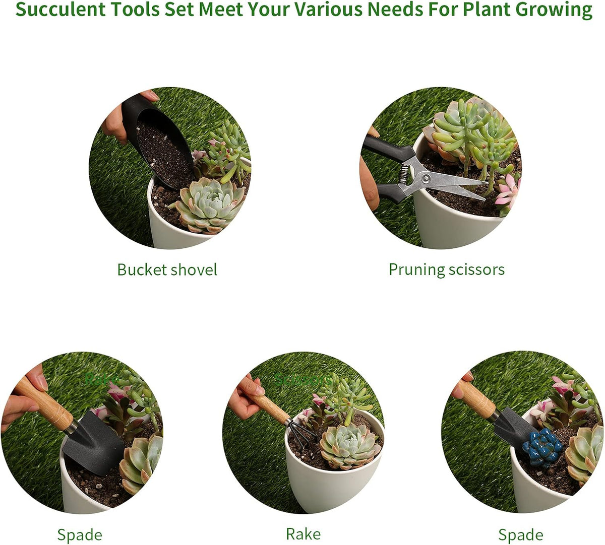 5 Pcs Succulent Tools, Mini Garden Tools, Small Indoor Plant Repotting Set