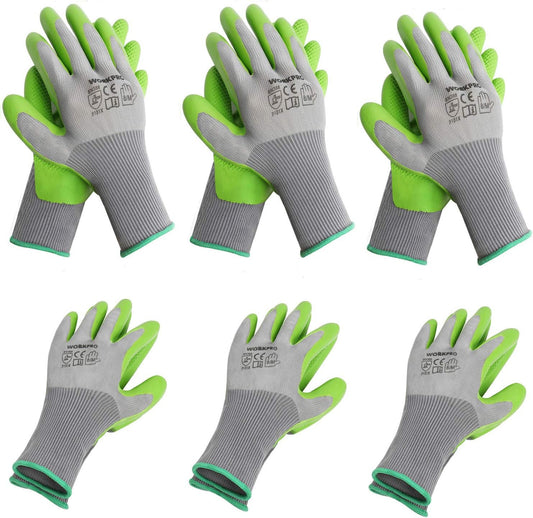 6 Pairs Garden Gloves Men and Women with Eco Latex Palm Coated