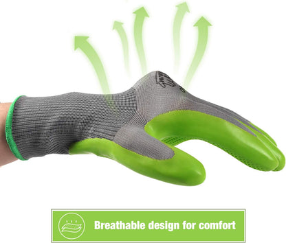 6 Pairs Garden Gloves Men and Women with Eco Latex Palm Coated