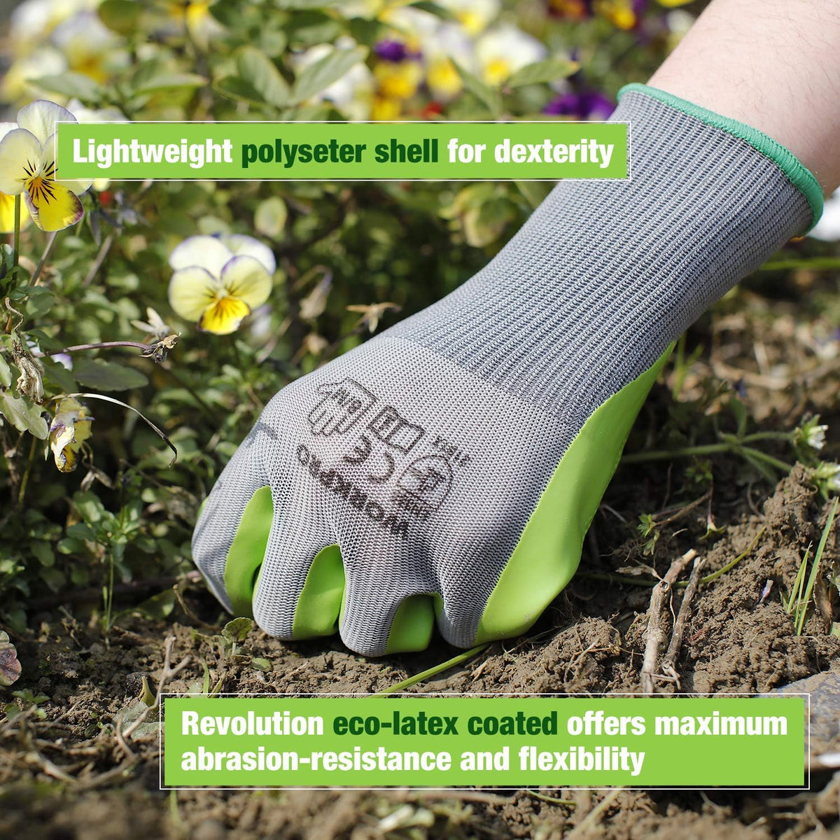 6 Pairs Garden Gloves Men and Women with Eco Latex Palm Coated