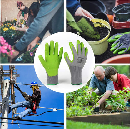 6 Pairs Garden Gloves Men and Women with Eco Latex Palm Coated