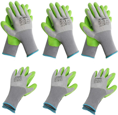 6 Pairs Garden Gloves Men and Women with Eco Latex Palm Coated