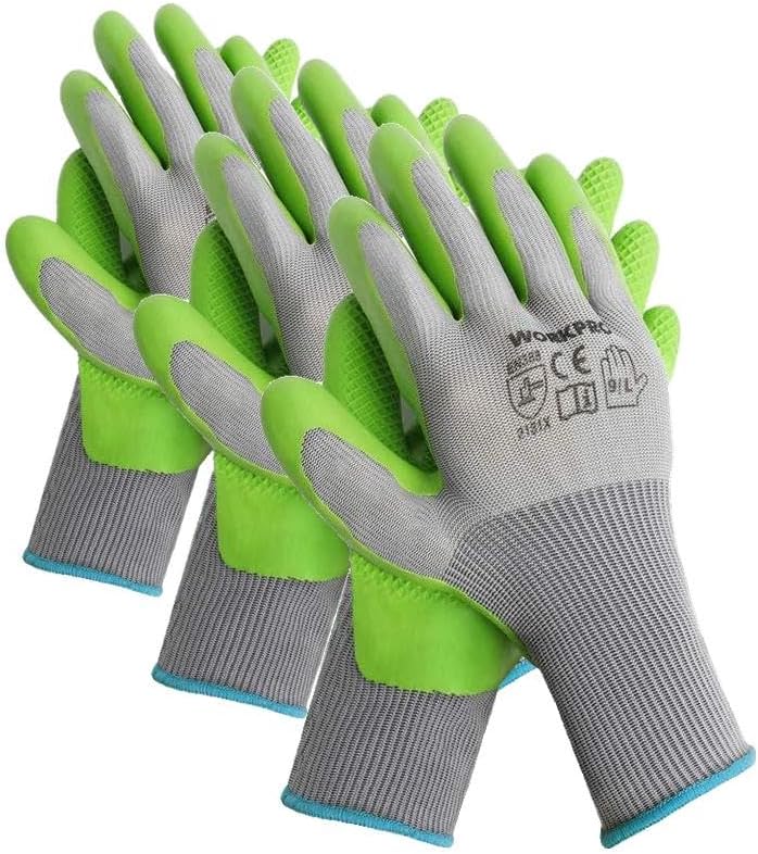 6 Pairs Garden Gloves Men and Women with Eco Latex Palm Coated
