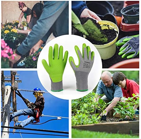 6 Pairs Garden Gloves Men and Women with Eco Latex Palm Coated