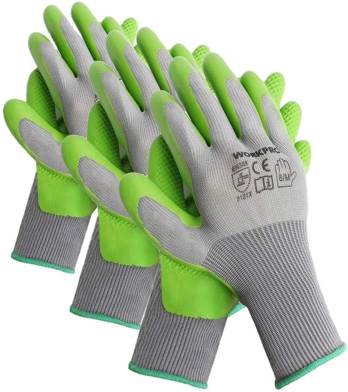 6 Pairs Garden Gloves Men and Women with Eco Latex Palm Coated