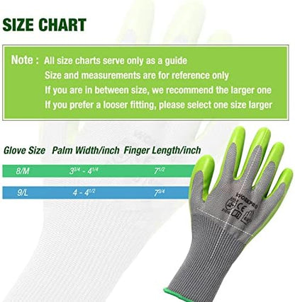 6 Pairs Garden Gloves Men and Women with Eco Latex Palm Coated