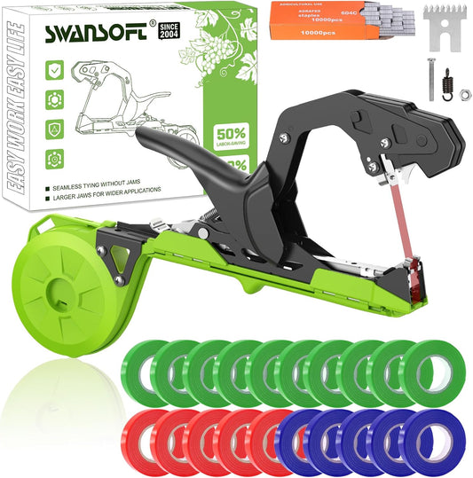 Plant Tying Machine, Come with 10000pcs Staples 20 Rolls (Green)