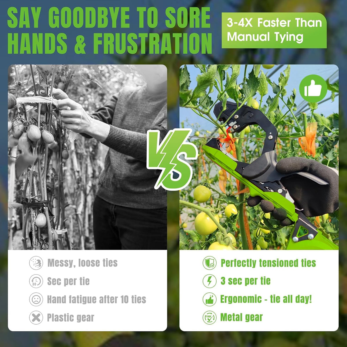 Plant Tying Machine, Come with 10000pcs Staples 20 Rolls (Green)