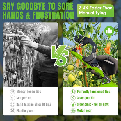 Plant Tying Machine, Come with 10000pcs Staples 20 Rolls (Green)