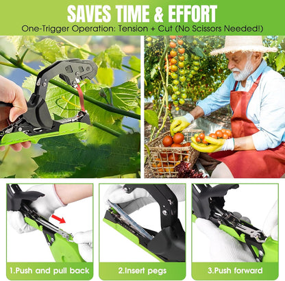 Plant Tying Machine, Come with 10000pcs Staples 20 Rolls (Green)