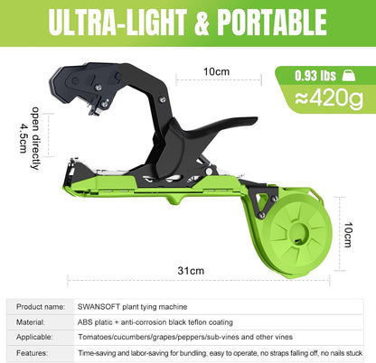 Plant Tying Machine, Come with 10000pcs Staples 20 Rolls (Green)