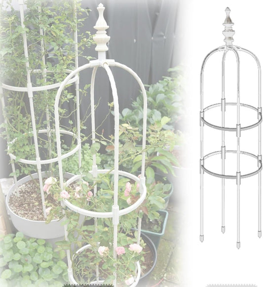 Tower Obelisk Garden Trellis, 24in to 71in Tall Metal Support for Indoor/Outdoor Climbing Vines and Flowers, Black/White (Color : White, Size : 20x60cm/7.9x24in)