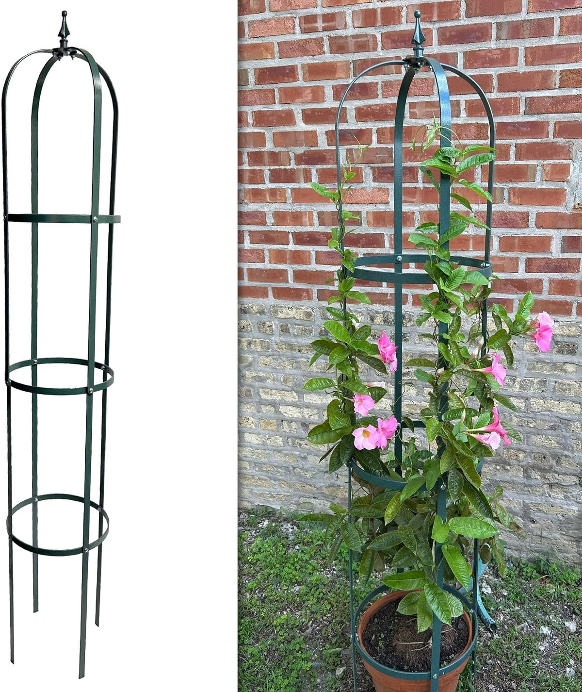 Large Garden Obelisk - Made in USA 7 ft Tall Trellis for Climbing Plants - Heavy Duty Plant Support - Premium Verdigris Green Powdercoat Finish