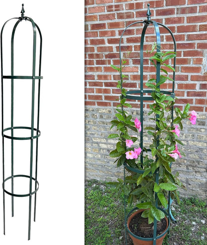 Large Garden Obelisk - Made in USA 7 ft Tall Trellis for Climbing Plants - Heavy Duty Plant Support - Premium Verdigris Green Powdercoat Finish