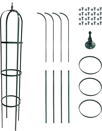 Large Garden Obelisk - Made in USA 7 ft Tall Trellis for Climbing Plants - Heavy Duty Plant Support - Premium Verdigris Green Powdercoat Finish