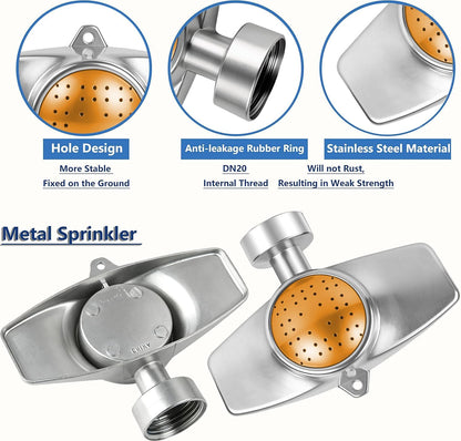 360 Degree Metal Spot Sprinkler 2 Pack, Outdoor Garden Watering Sprinklers for Yard Small Areas Lawn with Gentle Water Flow, Coverage Up to 30FT